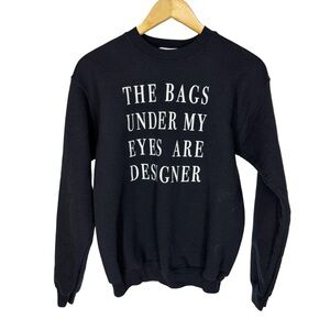 Ten Sixty Sherman Black Crewneck with White “designer bags” Text Graphic x-small